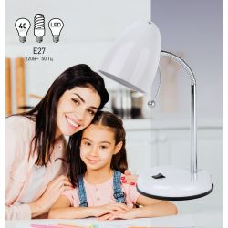 Настольный светильник ЭРА N-116-Е27-40W-W белый | Настольные светильники под лампу