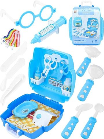 Игровой набор доктора 15 предметов "Скорая больница" в чемодане, синий