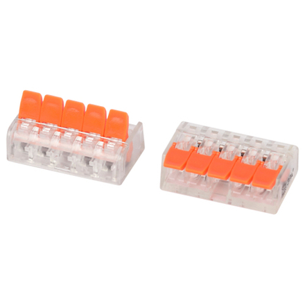 Клемма ЭРА NO-225-431 универсальная 221-415 компактная с рычагами 5-проводная 0.2-4 мм2 упаковка 2 шт