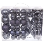 Набор ёлочных украшений «Wish» 6 см + 4 см (50 предмета), Графит