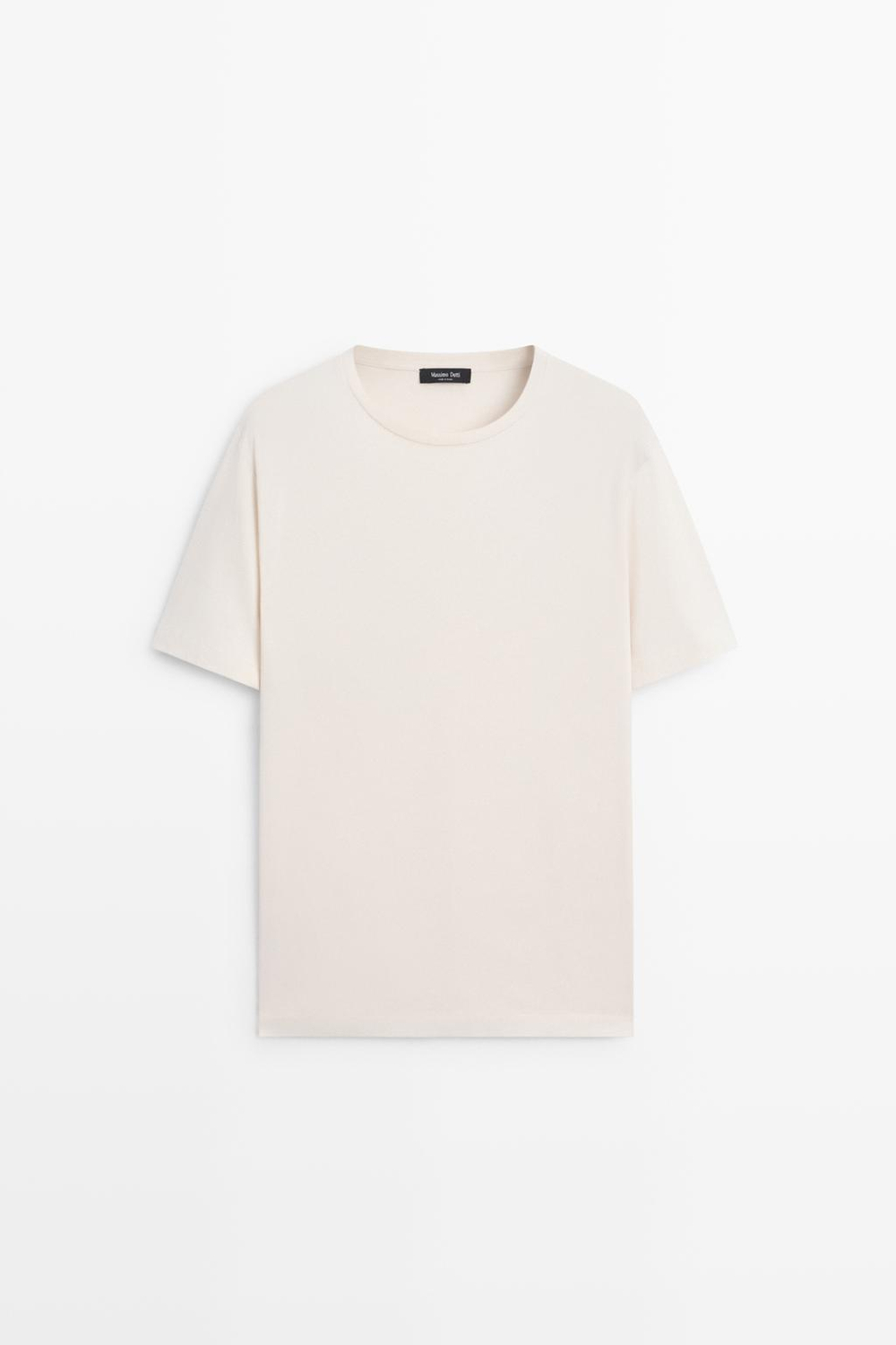 Massimo Dutti Футболка из 100% хлопка с декоративными деталями на плечах, натуральный/кремовый