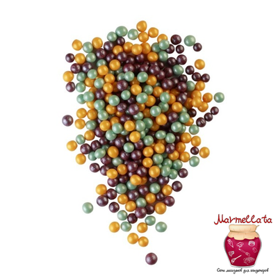 Шоколадный декор "Жемчуг СИРЕНЕВЫЙ,ИЗУМРУД,ЗОЛОТО" №118, 100 гр.