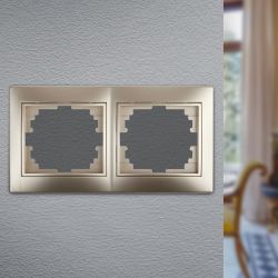 Рамка для розеток и выключателей Intro Plano 1-502-04 на 2 поста горизонтальная, СУ, шампань