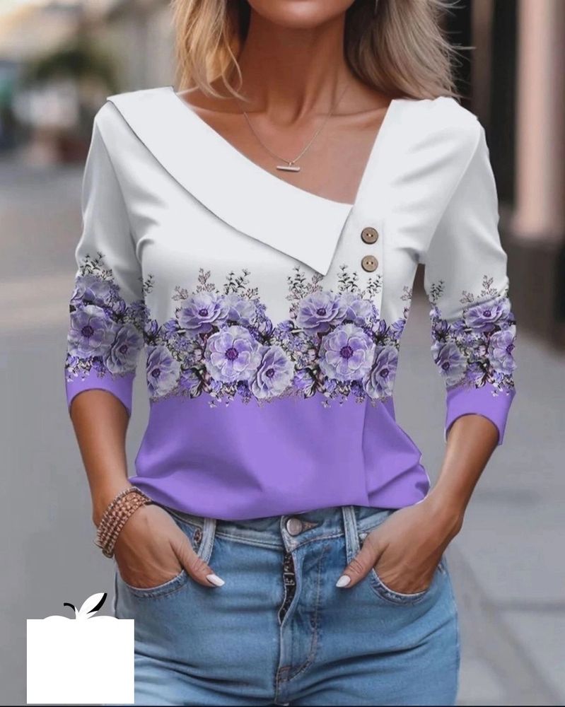 Женская Рубашка 6506 &quot;Пуговицы+Цветы&quot; №3