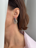 HMG MT Enamel Silver Серьги mix арт.0950, пусеты коса в форме круга на продолг.овале с лаванд.эмалью