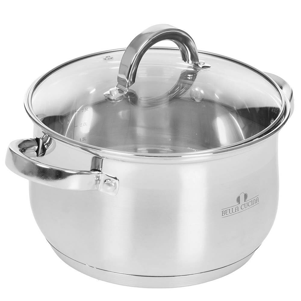 Набор кастрюль 4 предмета (2,1л, 2,9л, 3,9л, 6,6л) нерж Bella Cucina BC-2086