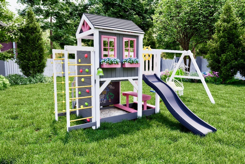 Детский домик с качелями "Прованс - спорт плюс"