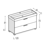 Тумба с раковиной NORMAL, 120x45x87, белый глянцевый, ST-B7L2124-BA001-SIP