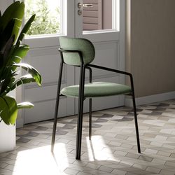 Стул Ror, Round, рогожка, черный/зеленый