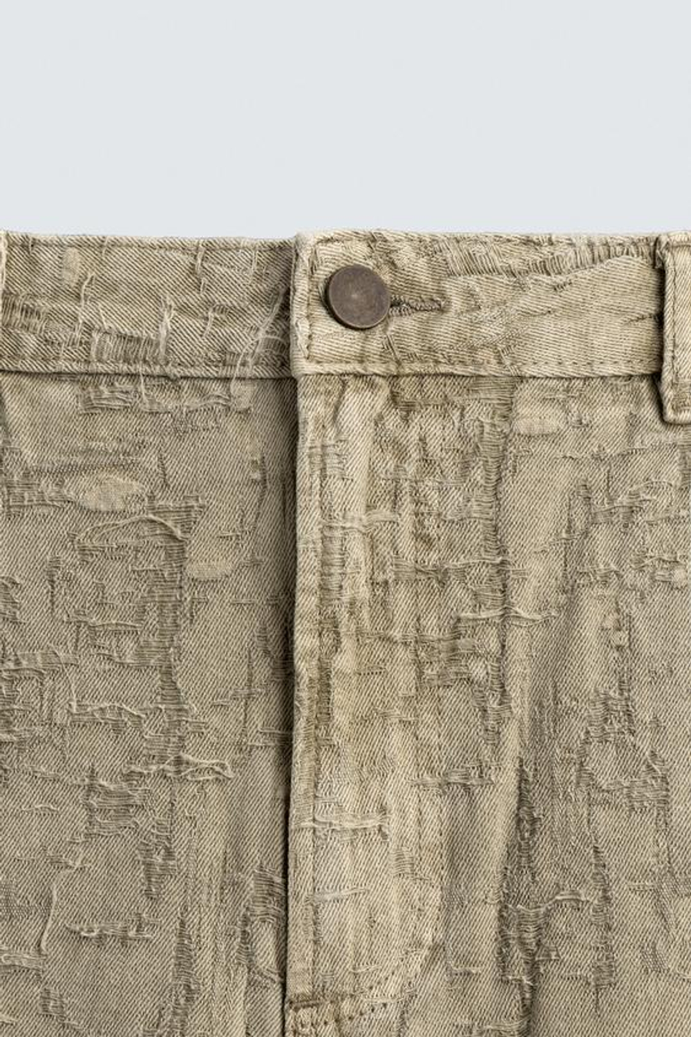 ZARA БРЮКИ STRAIGHT FIT ЖАККАРД, ХАКИ