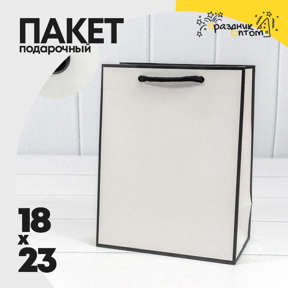 Пакет подарочный 18х23х10см "Рамка узкая (Белый, Черный)