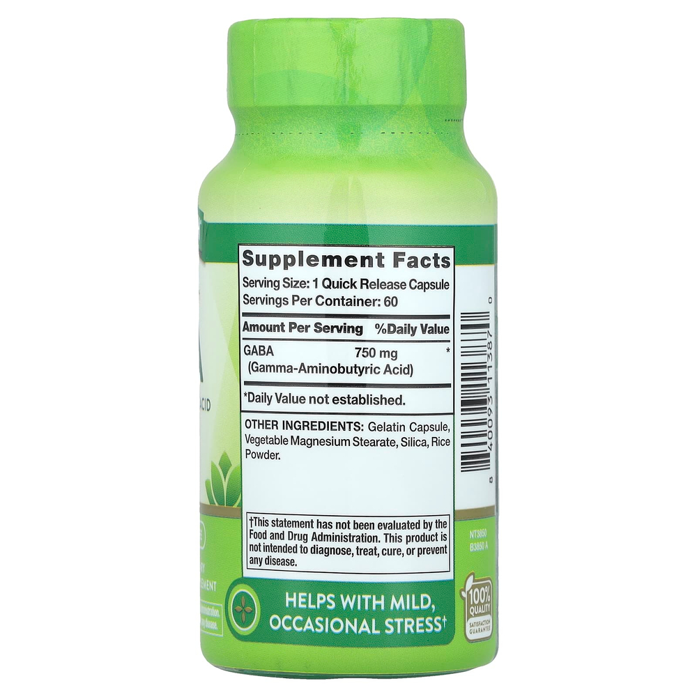 Nature's Truth, ГАМК, 750 мг, 60 капсул быстрого высвобождения
