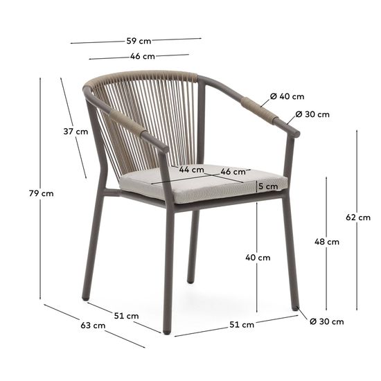 Xelida Садовый стул из алюминия и коричневого шнура