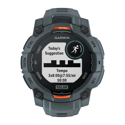 Спортивные часы Garmin Instinct 3, 45 мм, Solar, силиконовый ремешок сумеречного цвета Безель цвета «нео тропик», дисплей Solar со стеклом Power Glass. Ремешок с классической застёжкой — на запястье обхватом 137–204 мм