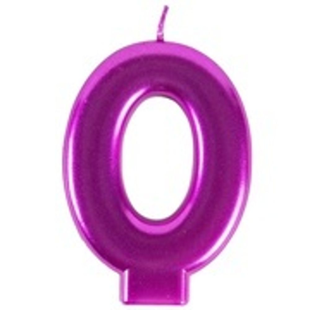 Свеча -цифра &quot;0&quot; Ярко-розовая 8см/G