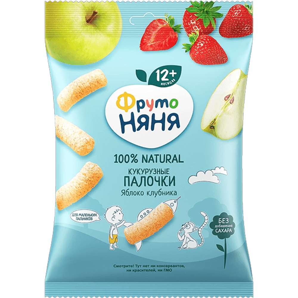 Кукурузные палочки Фруто Няня яблоко-клубника 20 гр