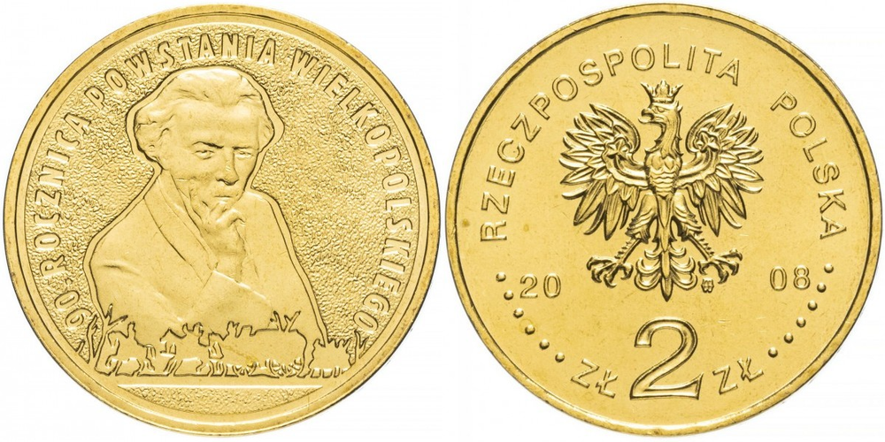 Польша 2 злотых, 2008 90 лет Великопольскому восстанию aUNC