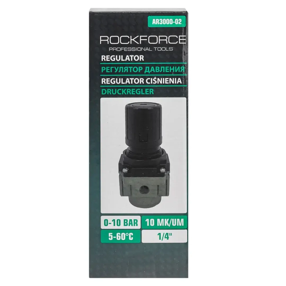 Регулятор давления воздуха ''Profi''1/4''(0-10bar,раб. температура 5°-60°) RockForce##Rock FORCE RF-AR3000-02