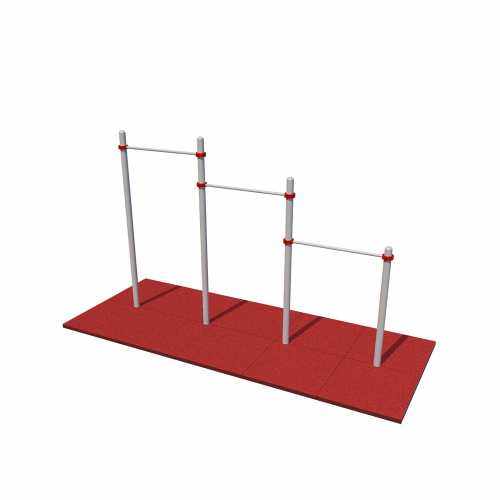 Перекладины на хомутах стационарные разноуровневые для выполнения испытания «Подтягивание из виса на высокой перекладине» S724 фотография Перекладины стационарные разноуровневые для выполнения испытания «Подтягивание из виса на высокой перекладине»