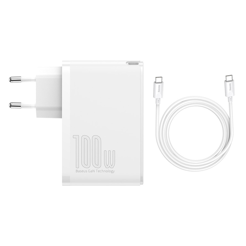 Зарядное устройство + Кабель Baseus GaN2 Pro Quick Charger 2C+2U 100W - White