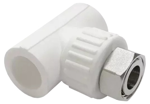 Тройник PP-R комбинированный белый с накидной гайкой Дн 20х1/2" VALFEX 10140020