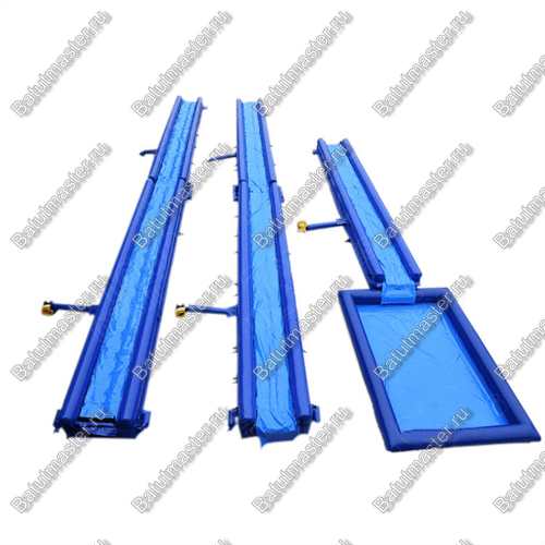 Водная горка с надувным дном, на подкачке ТУРБО "Гидроспуск", с бассейном, 150*3,5*0,8 м