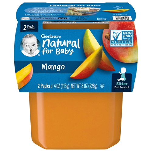 Gerber, Natural, для детей, 2nd Foods®, со вкусом манго, 2 пакетика по 113 г (4 унции)
