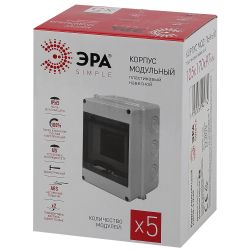 Корпус пластиковый навесной ЭРА SIMPLE КМПн-5 IP65 серый