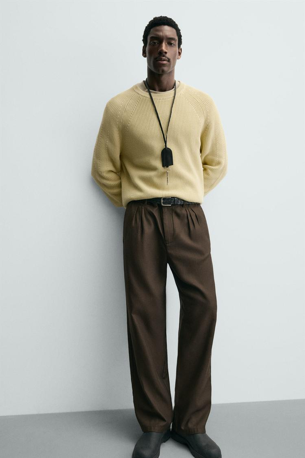 ZARA СВИТЕР ИЗ РЕЛЬЕФНОЙ ТКАНИ В РУБЧИК, ПАСТЕЛЬНО-ЖЕЛТЫЙ