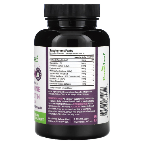 Forest Leaf, глюкозамин и хондроитин, 120 капсул