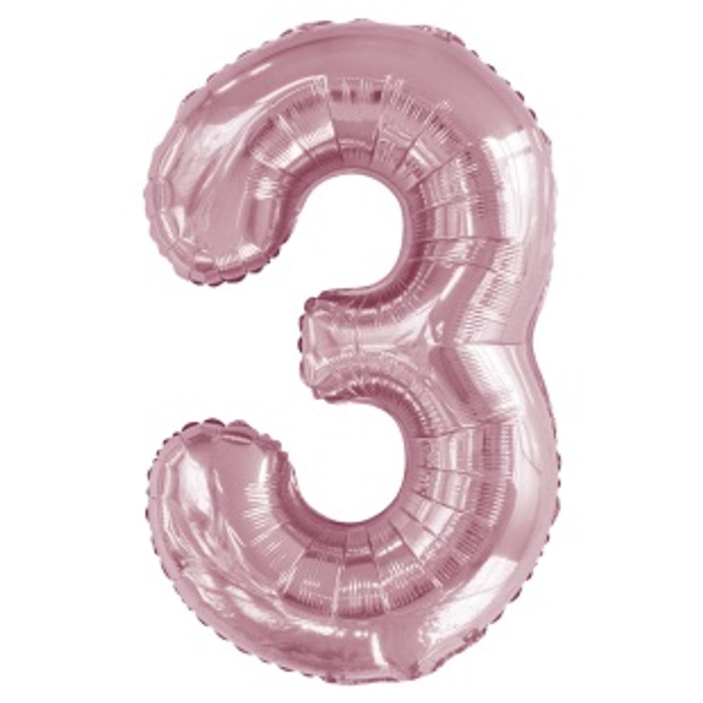 К Шар 34'' / 86 см "Цифра 3" Slim Светло розовый (БГ-60)
