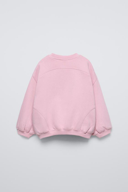 ZARA ОДНОТОННАЯ ТОЛСТОВКА С НАДПИСЬЮ, РОЗОВЫЙ