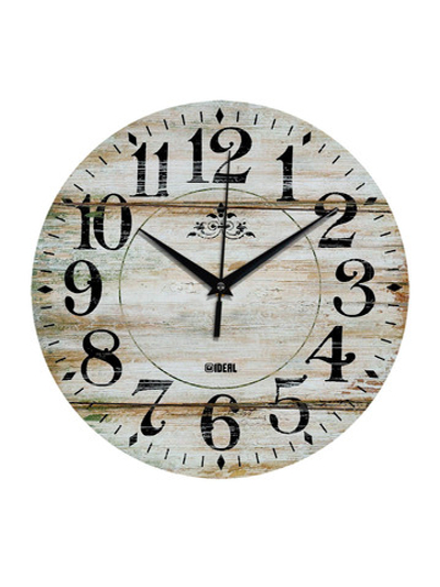 Часы настенные деревянные IDEAL "Глория", 30 см, бесшумные (черный с коричневым)