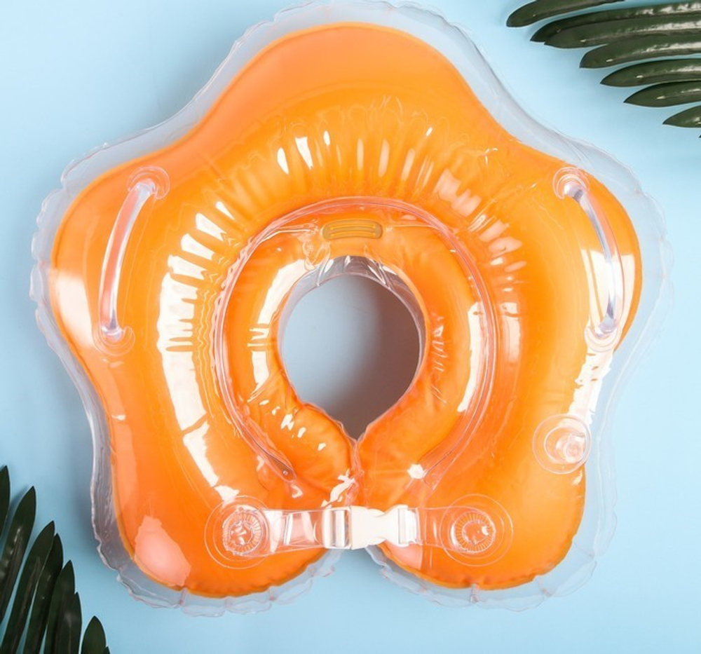 4531225 Круг детский на шею, для купания, «Цветочек», от 1 мес, двухкамерный, с погремушками, ф