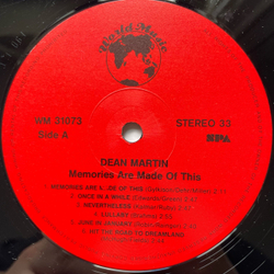Винтажная виниловая пластинка LP Dean Martin, Memories Are Made Of This (Дания 1987)