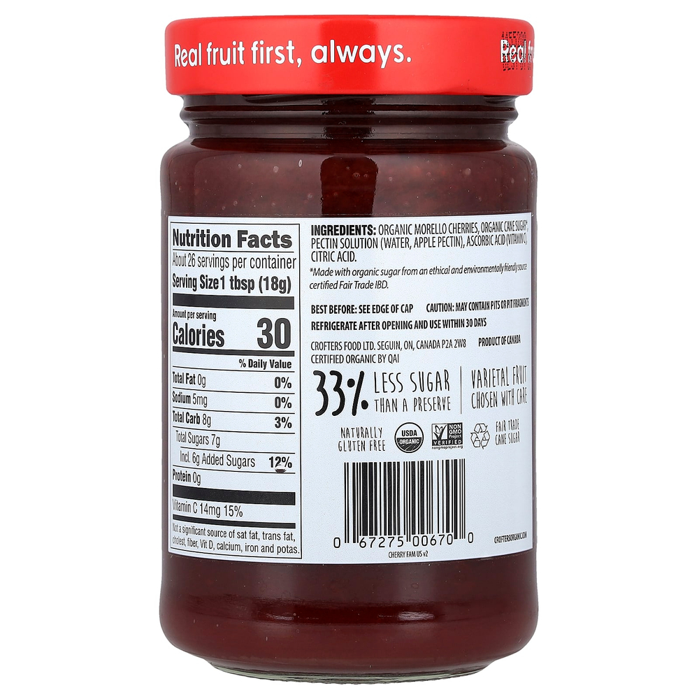 Crofter's Organic, Organic Premium Spread, Morello Cherry, 16.5 oz (468 g)