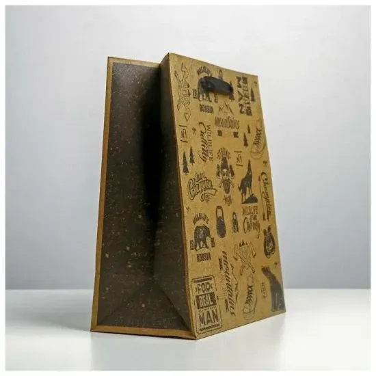 Пакет подарочный крафтовый вертикальный, упаковка, «For real man», ML 23 х 27 х 11.5 см