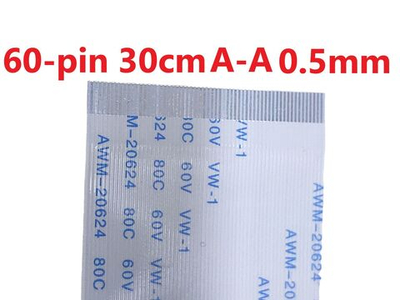 Шлейф FFC 60-pin Шаг 0.5mm Длина 30cm Прямой A-A AWM 20624 80C 60V VW-1