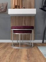 Комплект круглых банкеток - СБОРД - бордовое на серебре