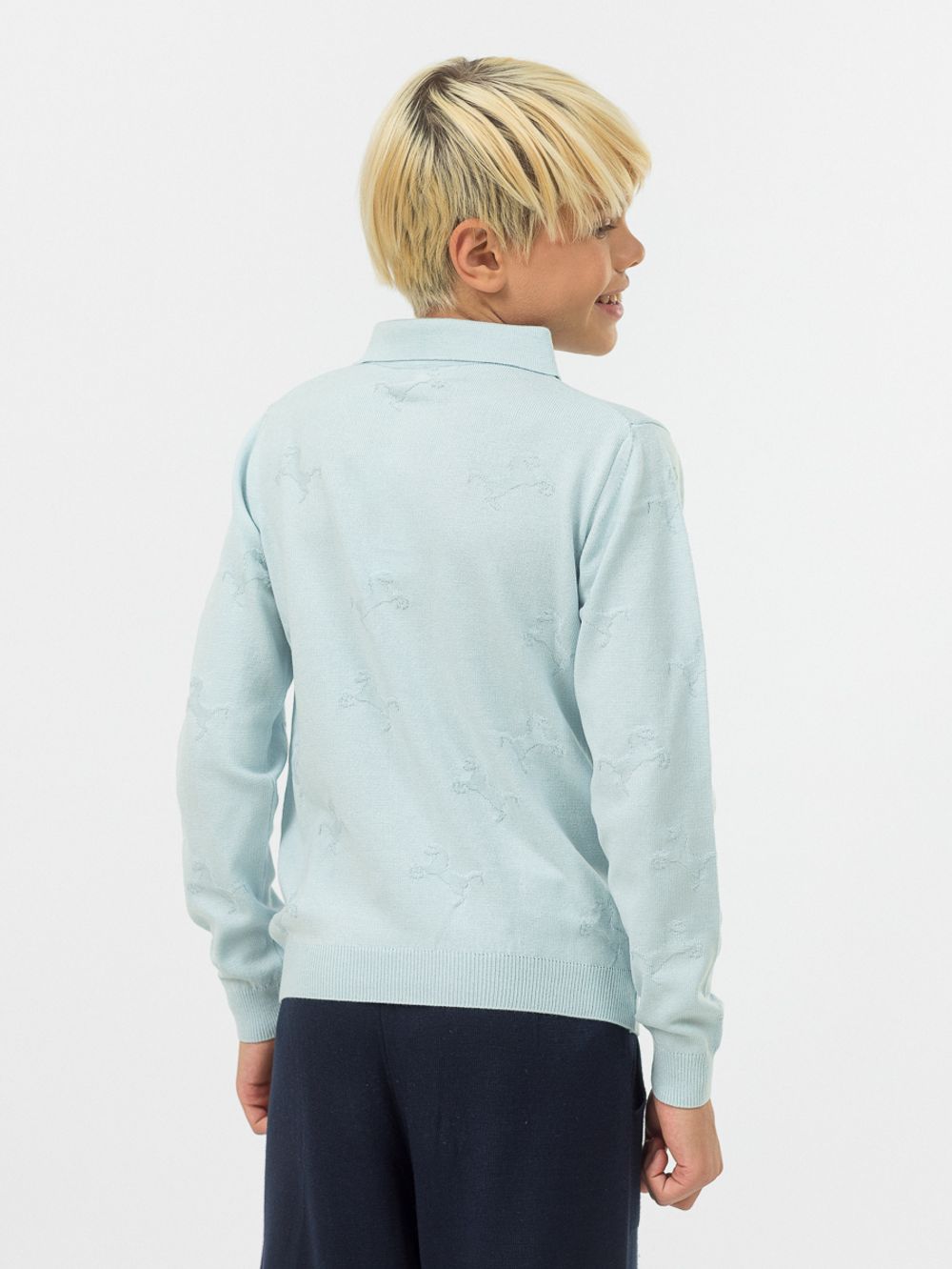 Поло для мальчика с длинным рукавом AT724 голубой