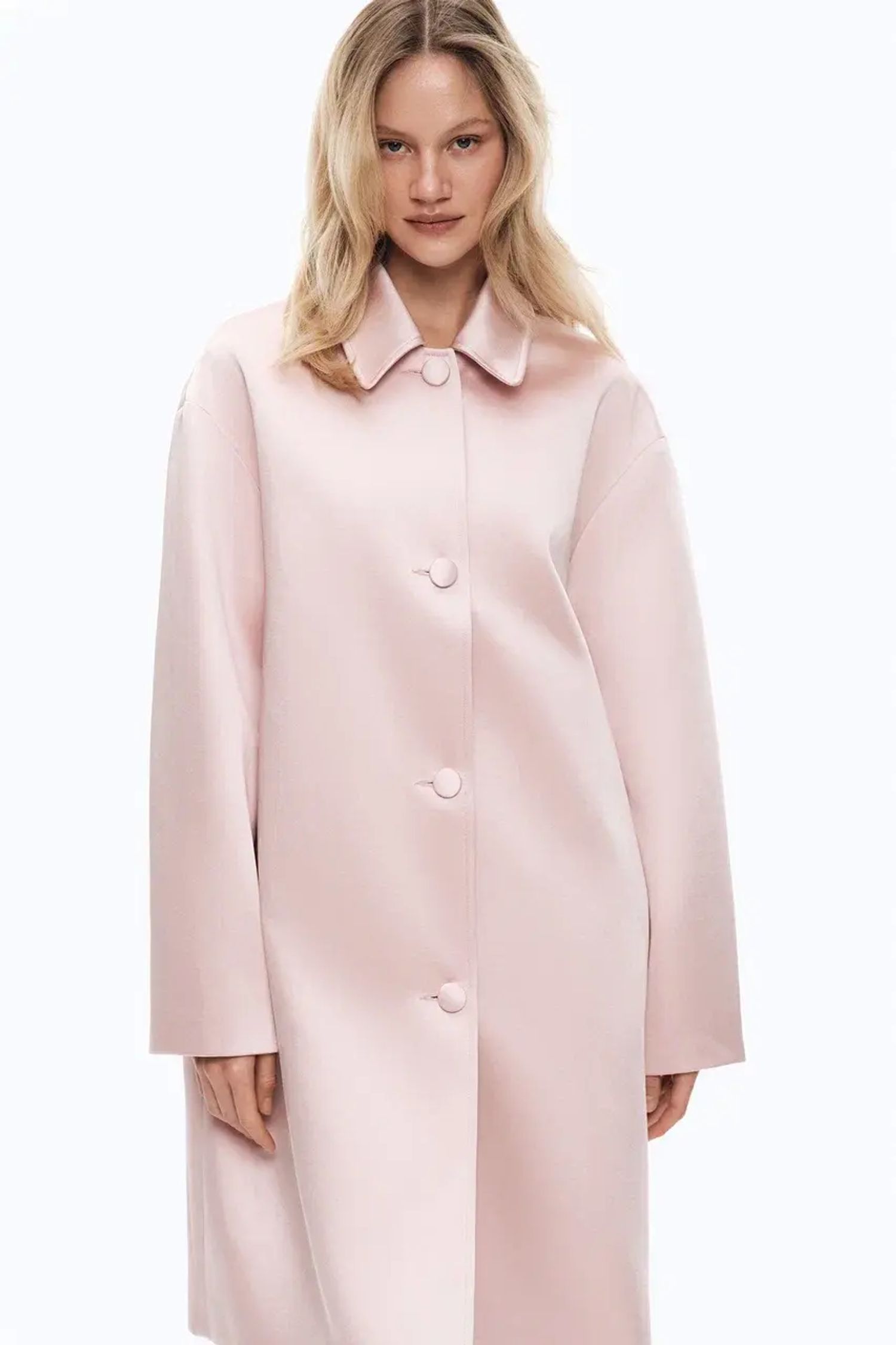 Пальто атласное ((Келли)), розовое