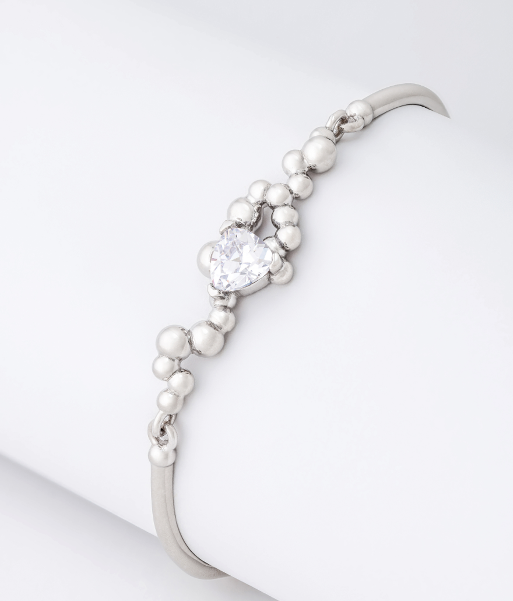 Браслет из серебра со вставкой из бесцветного фианита