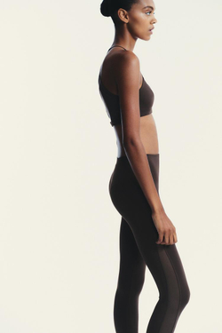 ZARA КОМБИНИРОВАННЫЙ БЕСШОВНЫЙ ТОП, КОРИЧНЕВЫЙ