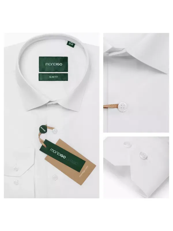 Рубашка приталенная SLIM FIT с длинным рукавом, белая