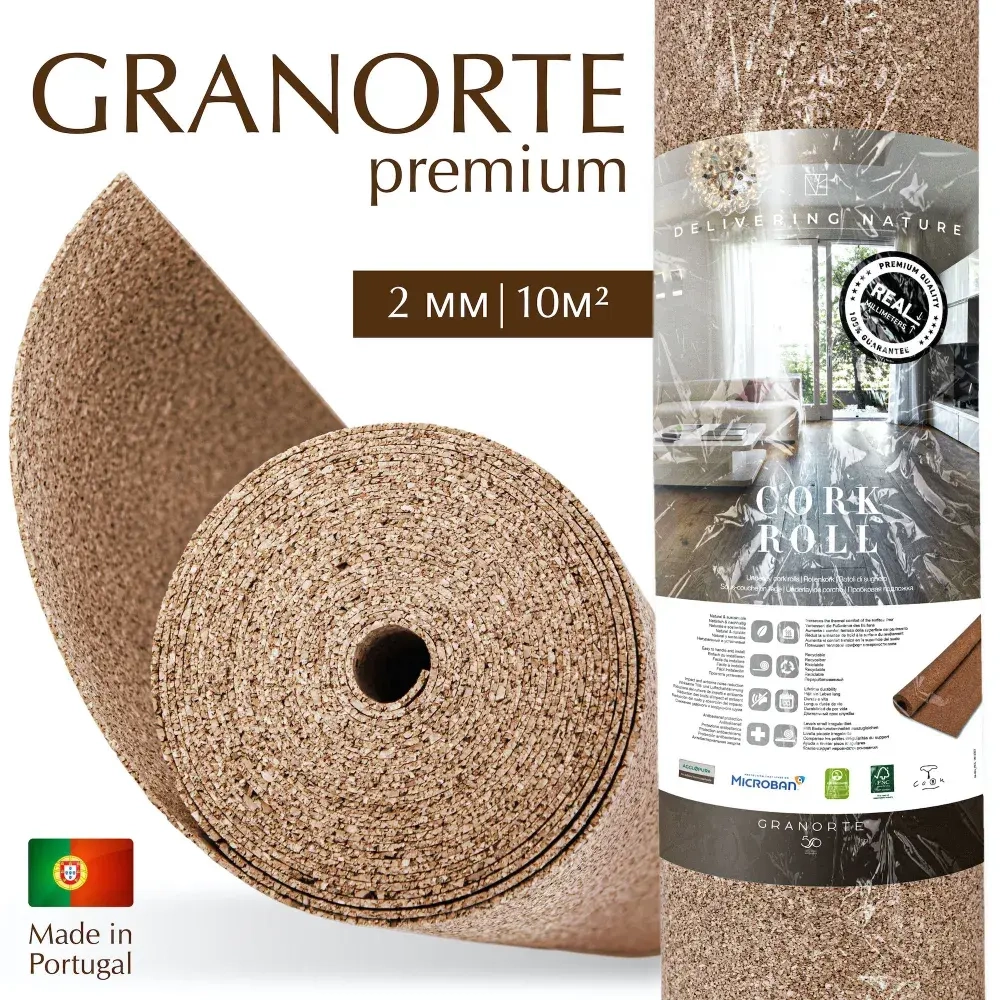 Пробковая подложка GRANORTE Premium 2 мм 10 м2