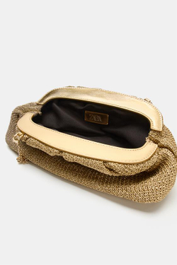 ZARA КЛАТЧ С ПЛЕТЕНЫМ КОРПУСОМ, ЗОЛОТИСТЫЙ