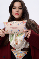 Платок «Зачатьевская роспись. Райский сад» 100% шёлк