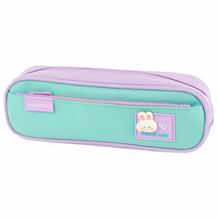Пенал-футляр BRAUBERG, 2 отделения, 3D-элемент, полиэстер, "Cute bunny", 23х8х5 см, 273571