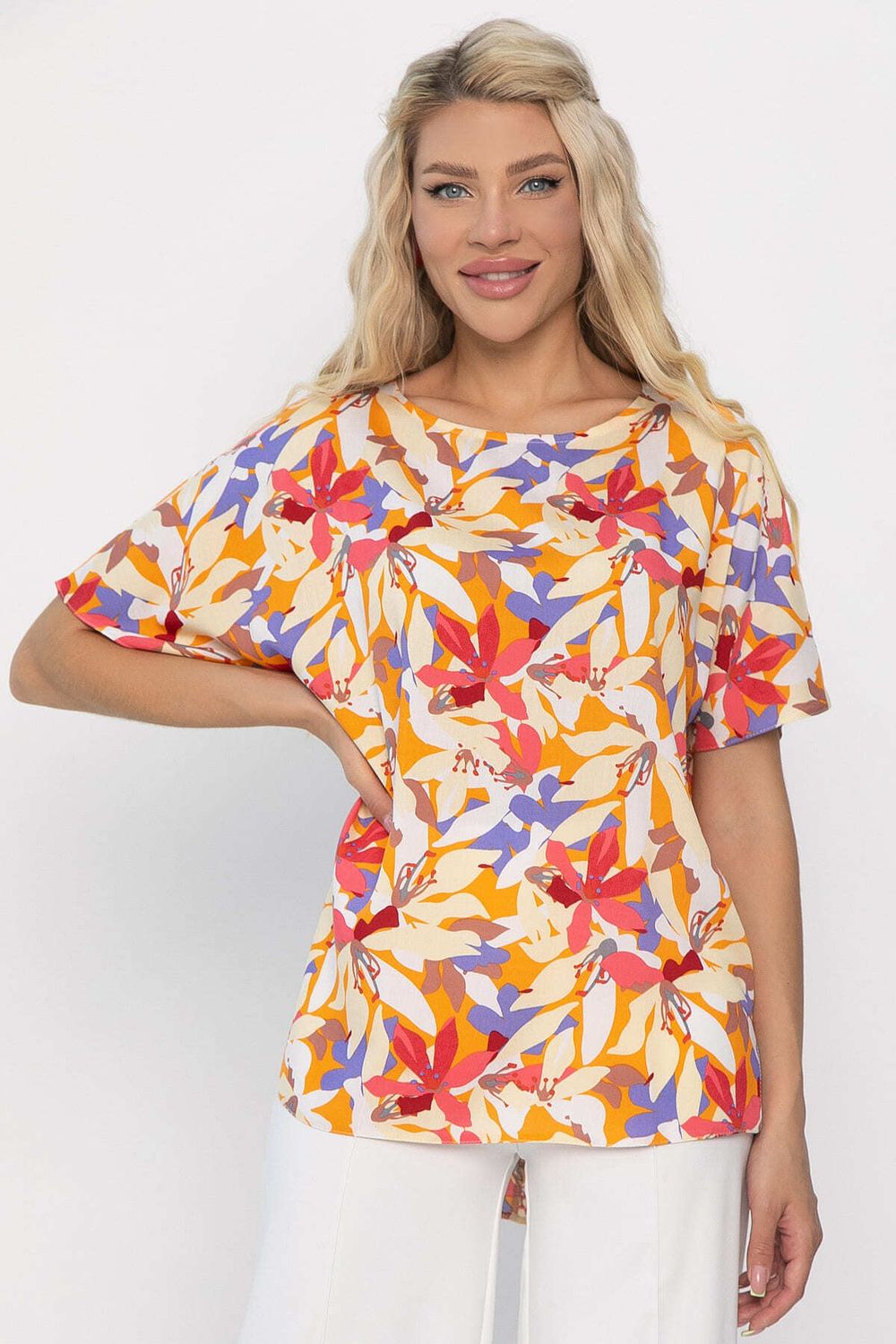 Блуза Маргоша (бежевая/цветы) Б13783-16М LT Collection