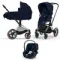 Детская коляска Cybex Priam IV 3 в 1 Rebellious Luxury Denim Blue шасси Chrome Black